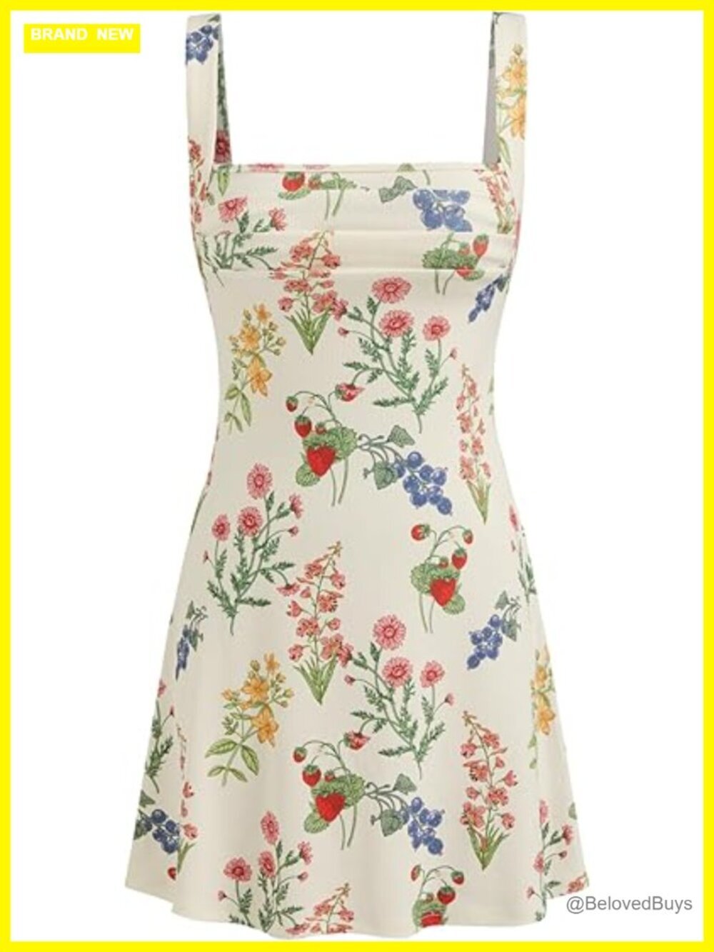 Floral Cut Out Back Mini Dress Square Neck Sleeveless Cocktail Midi